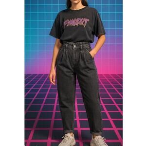 Vintage 80's Gitano Jeans Black Denim High Rise Tapered Fit Size 5/6 JR Retro